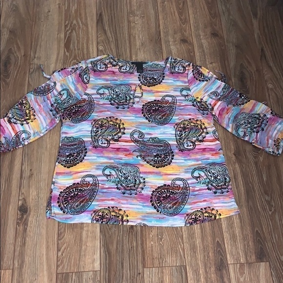 Investments women’s colorful paintbrush stroke print with paisley design Size L - Picture 2 of 8